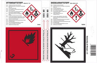 Étiquette adhésive pour le carburant Otto/Diesel