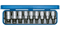Coffret de douilles mâles 1/2" plates, cruciformes et denture multiple femelle, n° INX 19 PM