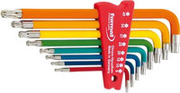 Jeu de clés mâles coudées TORX®, courtes, tête sphérique, easy colour